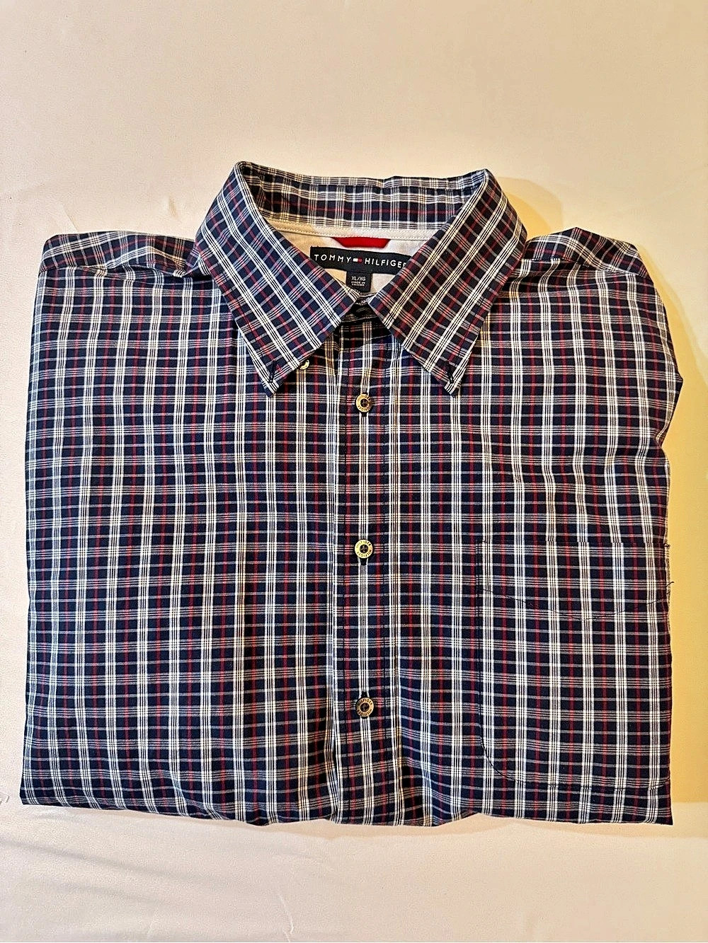 Tommy Hilfiger Men's Plaid Cotton Button Down XL